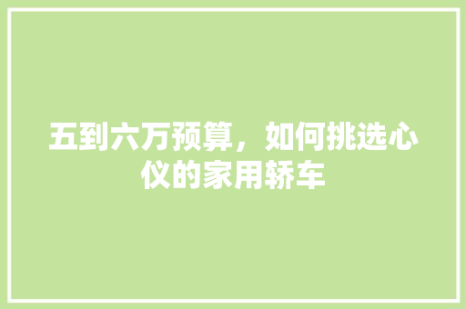 五到六万预算，如何挑选心仪的家用轿车 车型评测