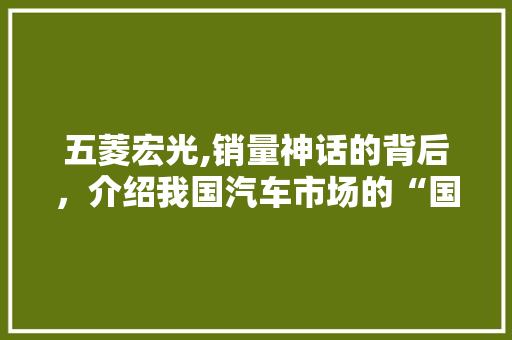 五菱宏光,销量神话的背后，介绍我国汽车市场的“国民神车”