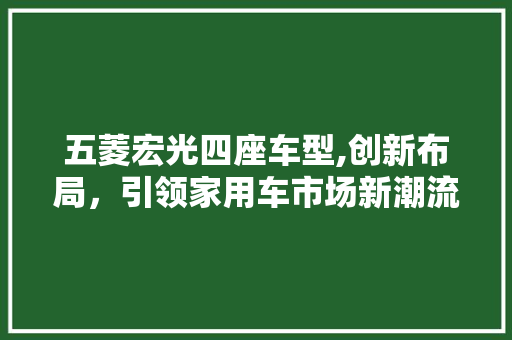 五菱宏光四座车型,创新布局，引领家用车市场新潮流 汽车展览