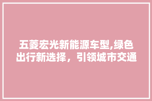 五菱宏光新能源车型,绿色出行新选择，引领城市交通变革