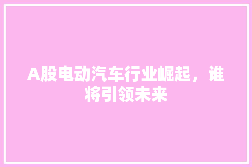 A股电动汽车行业崛起，谁将引领未来