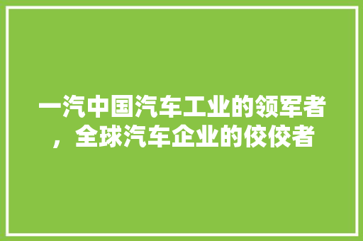 一汽中国汽车工业的领军者，全球汽车企业的佼佼者