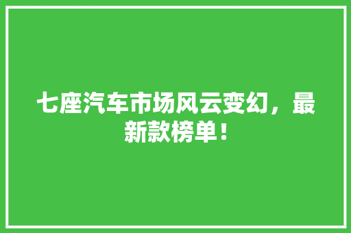 七座汽车市场风云变幻，最新款榜单！
