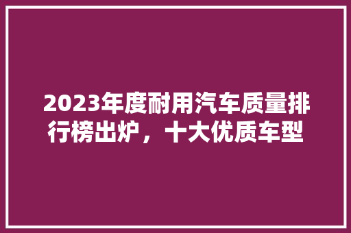 2023年度耐用汽车质量排行榜出炉，十大优质车型 车联网技术