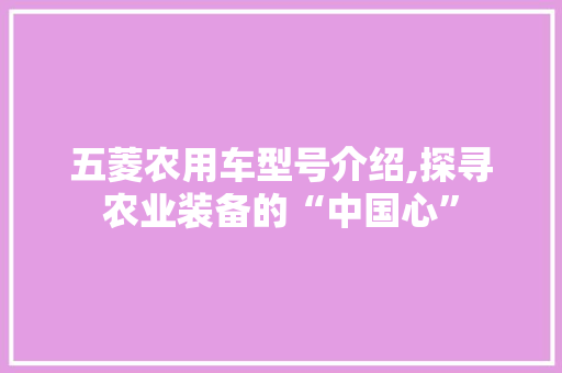 五菱农用车型号介绍,探寻农业装备的“中国心”