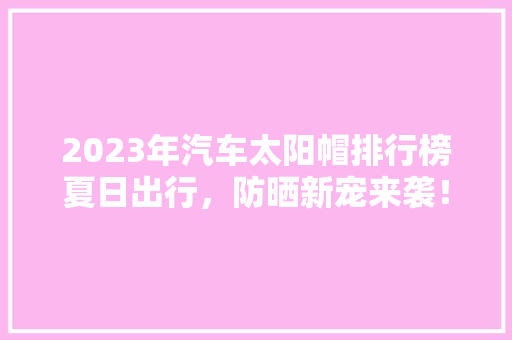 2023年汽车太阳帽排行榜夏日出行，防晒新宠来袭！