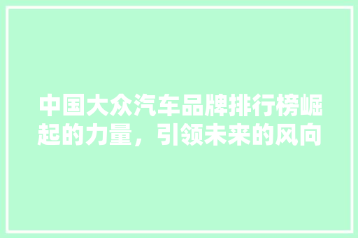 中国大众汽车品牌排行榜崛起的力量，引领未来的风向标