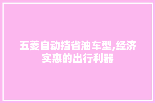 五菱自动挡省油车型,经济实惠的出行利器