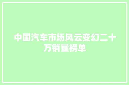 中国汽车市场风云变幻二十万销量榜单