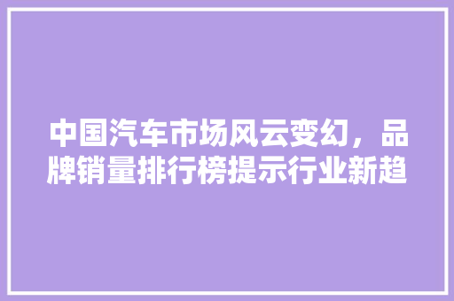 中国汽车市场风云变幻，品牌销量排行榜提示行业新趋势