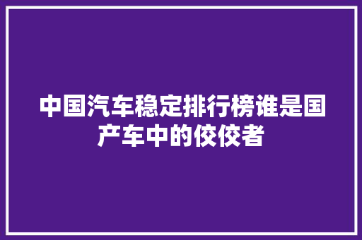 中国汽车稳定排行榜谁是国产车中的佼佼者