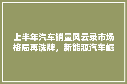 上半年汽车销量风云录市场格局再洗牌，新能源汽车崛起