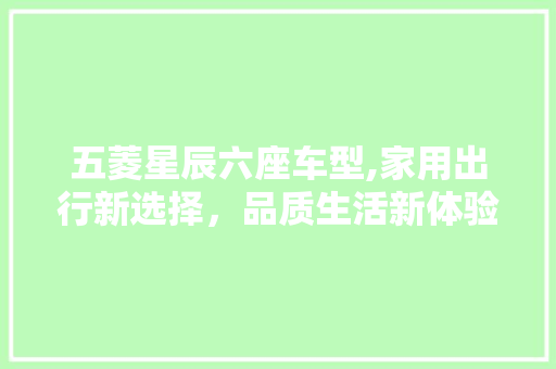 五菱星辰六座车型,家用出行新选择，品质生活新体验