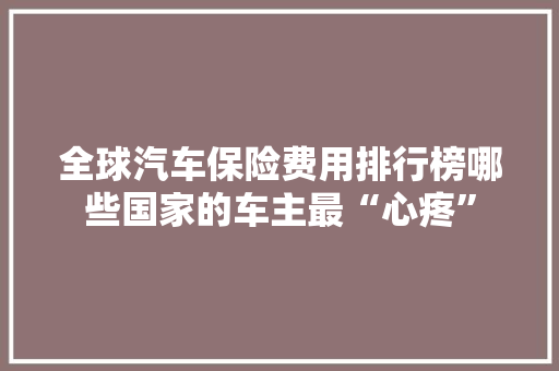 全球汽车保险费用排行榜哪些国家的车主最“心疼”