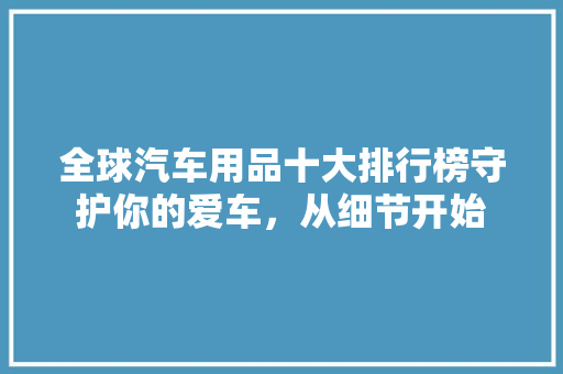 全球汽车用品十大排行榜守护你的爱车，从细节开始