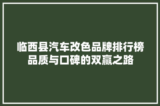 临西县汽车改色品牌排行榜品质与口碑的双赢之路