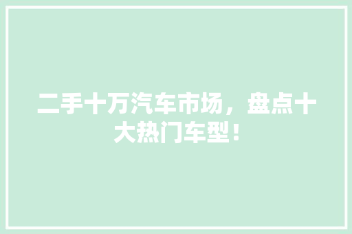 二手十万汽车市场，盘点十大热门车型！