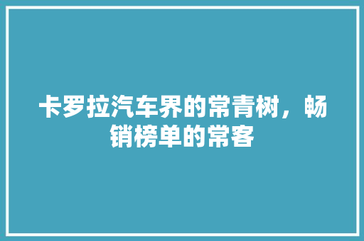 卡罗拉汽车界的常青树，畅销榜单的常客