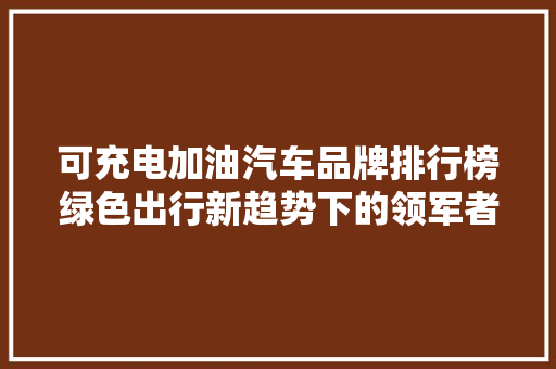 可充电加油汽车品牌排行榜绿色出行新趋势下的领军者 汽车展览