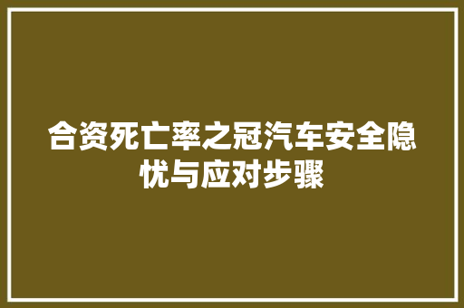 合资死亡率之冠汽车安全隐忧与应对步骤