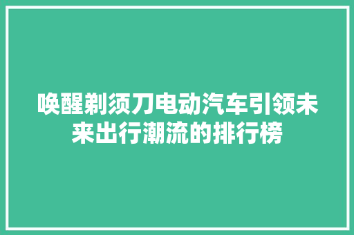 唤醒剃须刀电动汽车引领未来出行潮流的排行榜