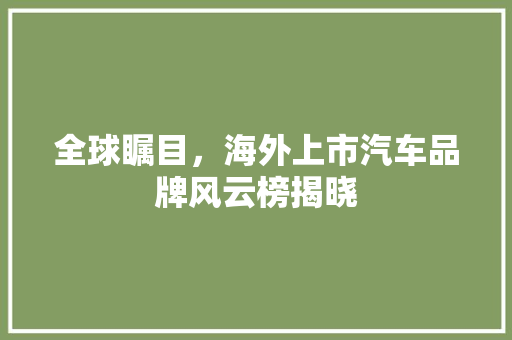 全球瞩目，海外上市汽车品牌风云榜揭晓