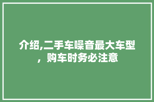 介绍,二手车噪音最大车型，购车时务必注意 汽车配件