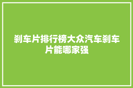 刹车片排行榜大众汽车刹车片能哪家强