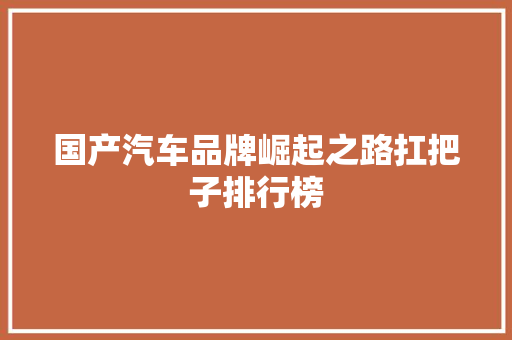 国产汽车品牌崛起之路扛把子排行榜