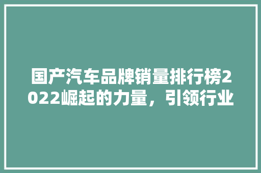国产汽车品牌销量排行榜2022崛起的力量，引领行业新风尚
