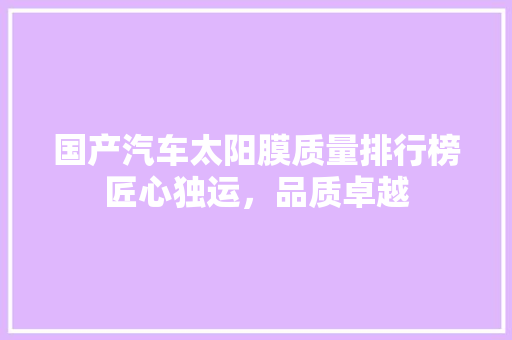 国产汽车太阳膜质量排行榜匠心独运，品质卓越