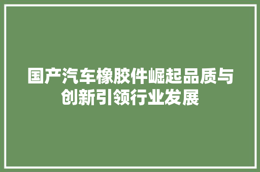 国产汽车橡胶件崛起品质与创新引领行业发展