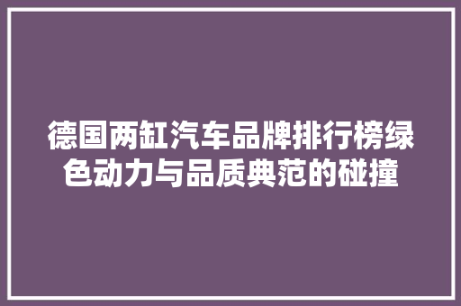 德国两缸汽车品牌排行榜绿色动力与品质典范的碰撞