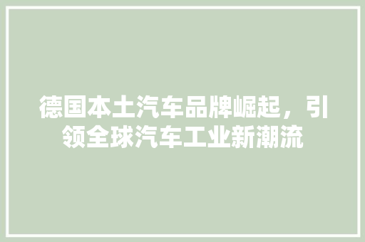 德国本土汽车品牌崛起，引领全球汽车工业新潮流