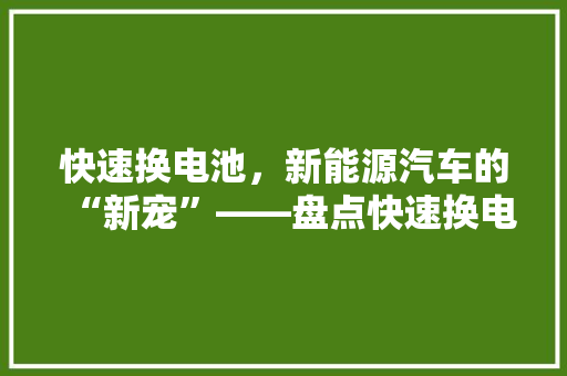 快速换电池，新能源汽车的“新宠”——盘点快速换电池汽车品牌排行榜