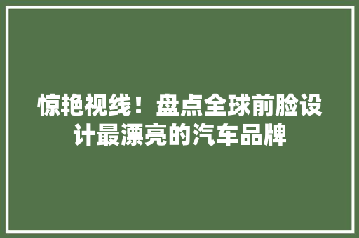 惊艳视线！盘点全球前脸设计最漂亮的汽车品牌