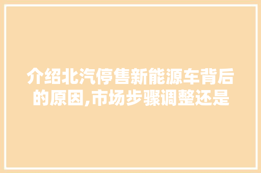 介绍北汽停售新能源车背后的原因,市场步骤调整还是技术难题 新能源汽车