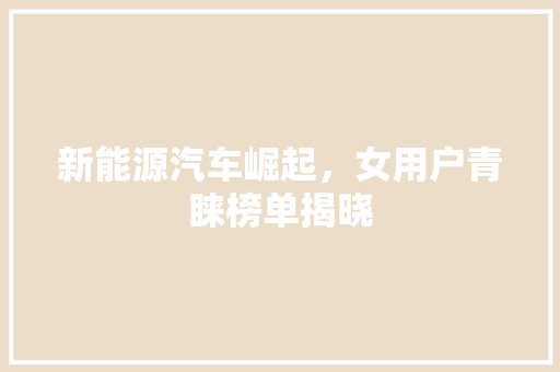 新能源汽车崛起，女用户青睐榜单揭晓