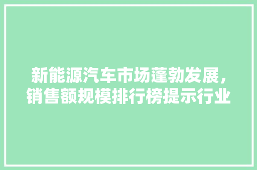 新能源汽车市场蓬勃发展，销售额规模排行榜提示行业新格局