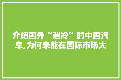 介绍国外“遇冷”的中国汽车,为何未能在国际市场大火