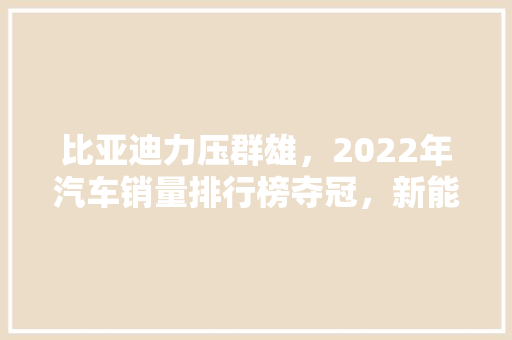 比亚迪力压群雄，2022年汽车销量排行榜夺冠，新能源汽车时代来临