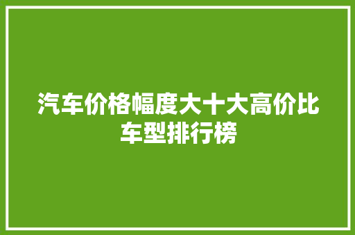汽车价格幅度大十大高价比车型排行榜