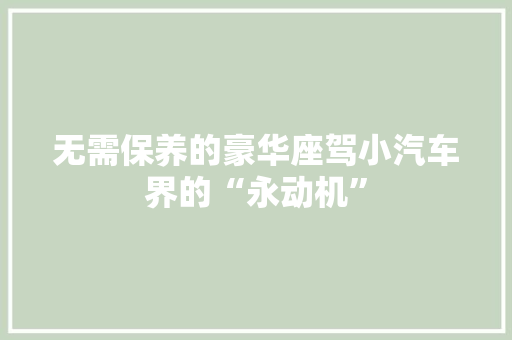 无需保养的豪华座驾小汽车界的“永动机”