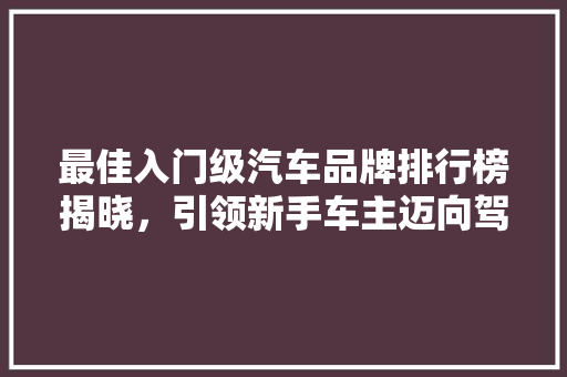 最佳入门级汽车品牌排行榜揭晓，引领新手车主迈向驾驶之路