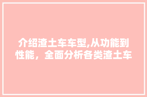 介绍渣土车车型,从功能到性能，全面分析各类渣土车型