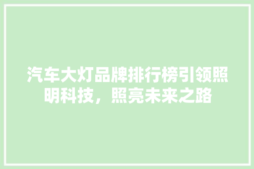汽车大灯品牌排行榜引领照明科技，照亮未来之路 新车资讯