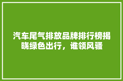 汽车尾气排放品牌排行榜揭晓绿色出行，谁领风骚