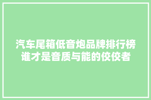 汽车尾箱低音炮品牌排行榜谁才是音质与能的佼佼者 车载导航