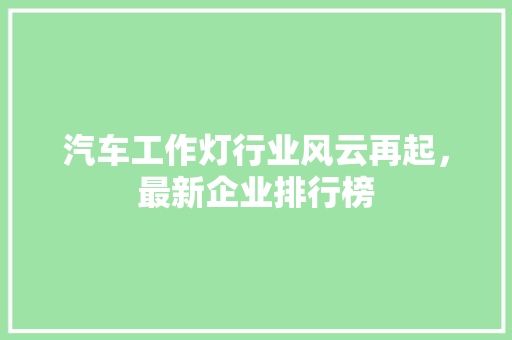 汽车工作灯行业风云再起，最新企业排行榜