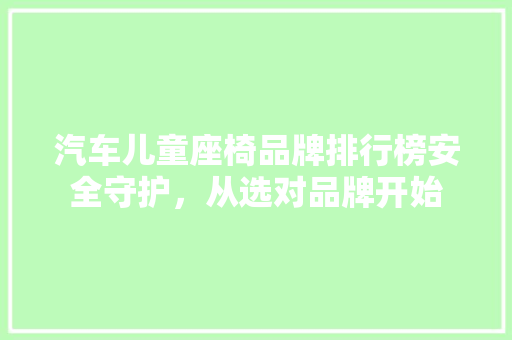 汽车儿童座椅品牌排行榜安全守护，从选对品牌开始